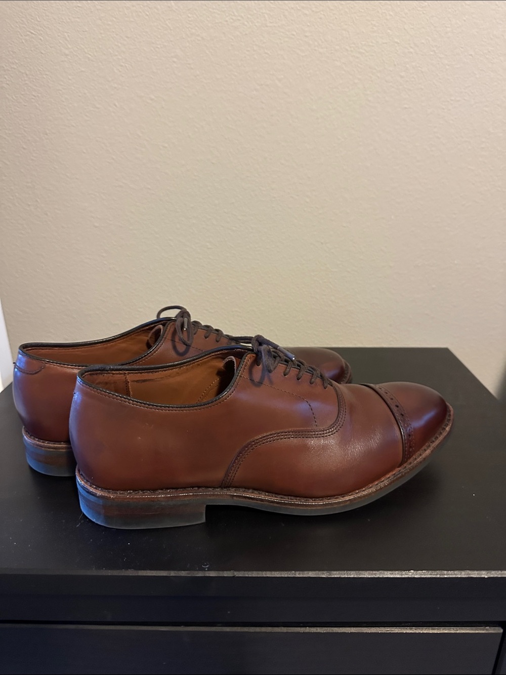 Allen Edmonds Men's Brown Leather Cap-Toe Oxford Dress Shoes